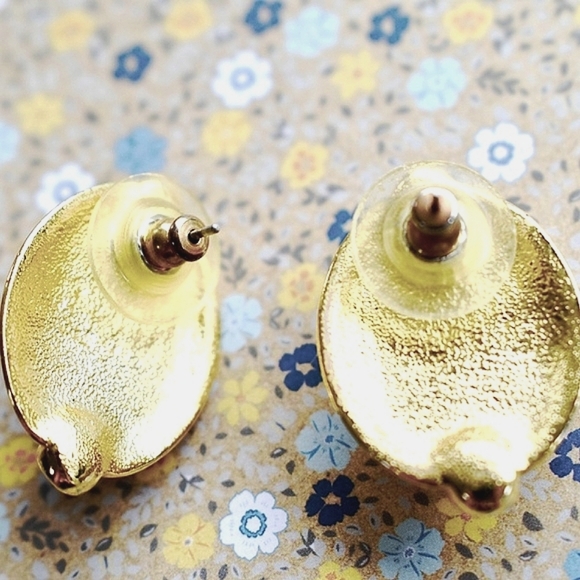 💞💗 Vintage Gold Tone Faux Pearl Rhinestone Tip Statement Earrings - Picture 6 of 8